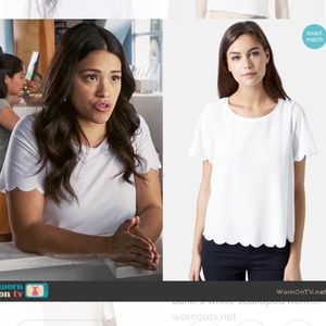 Topshop Scallop Frill Tee white